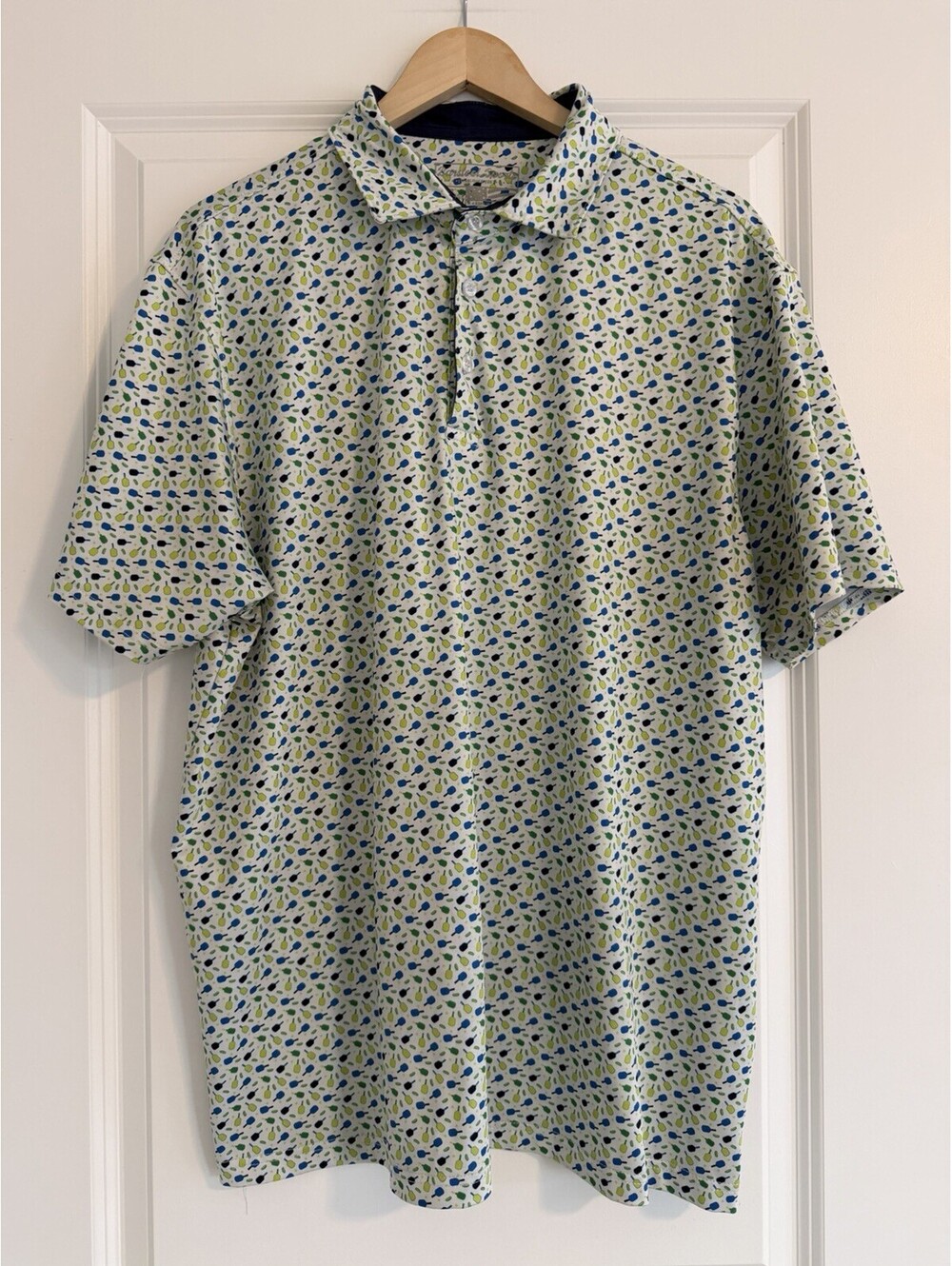 Barstool Sports Men’s Polo Shirt Pickleball Print Size XL/XXL Green And Blue